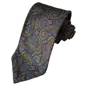 Robert Talbott Seven Fold Tie NWOT Purple Gold Blue Paisley #2/40.